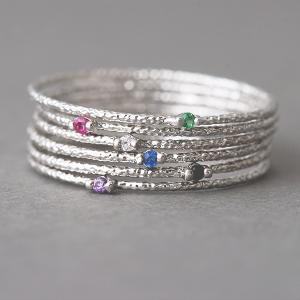 White Gold Stackable Rings Set Of 6