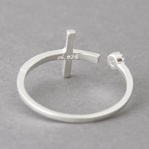 Cz Horizontal Side Cross Ring Wrap Sterling Silver