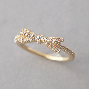 Cz Gold Bow Ring - Us 6.25