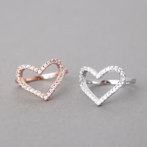Cz Rose Gold Heart Ring - Us 5, 6, 6.5, 7.5, 8.5