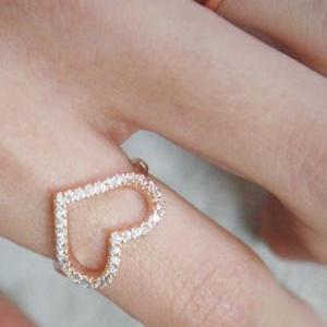 Cz Rose Gold Heart Ring - Us 5, 6, 6.5, 7.5, 8.5