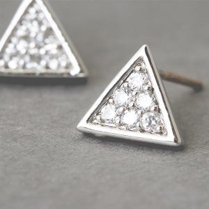 Swarovski Triangle Earrings Stud White Gold