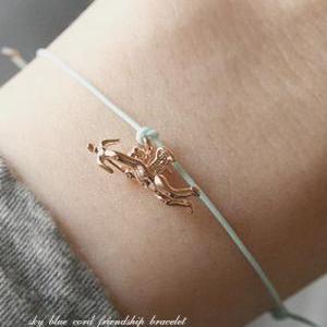 Sky Blue String Bracelet Friendship Rose Gold..