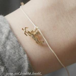 Cream Cord String Bracelet Friendship Gold Cupid..