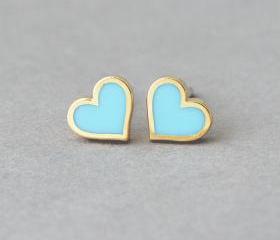Turquoise Heart Stud Earrings on Luulla