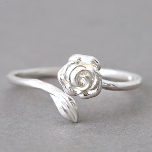 Rose Shaped Ring Sterling Silver Wrap Ring