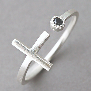 Black Cz Sideways Cross Wrap Ring Sterling Silver Cross Jewelry