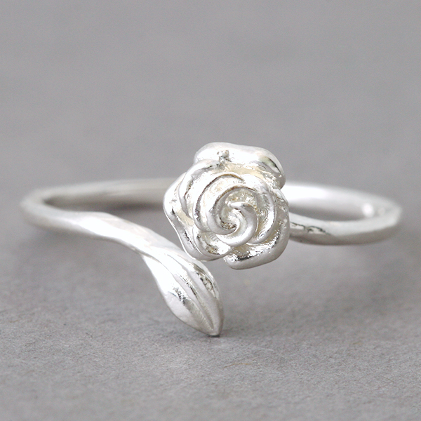 Rose Shaped Ring Sterling Silver Wrap Ring on Luulla
